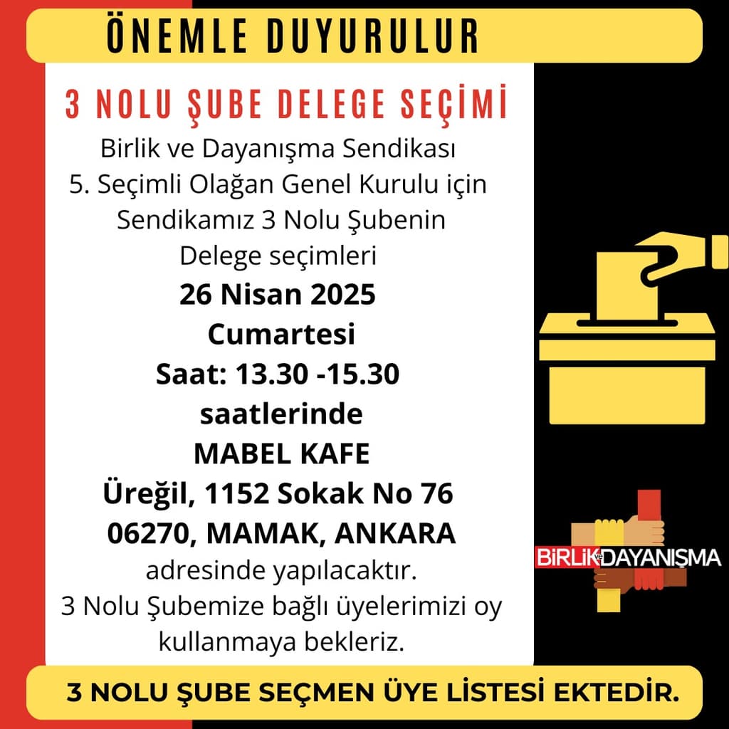 3 Nolu Şube Delege Seçimi