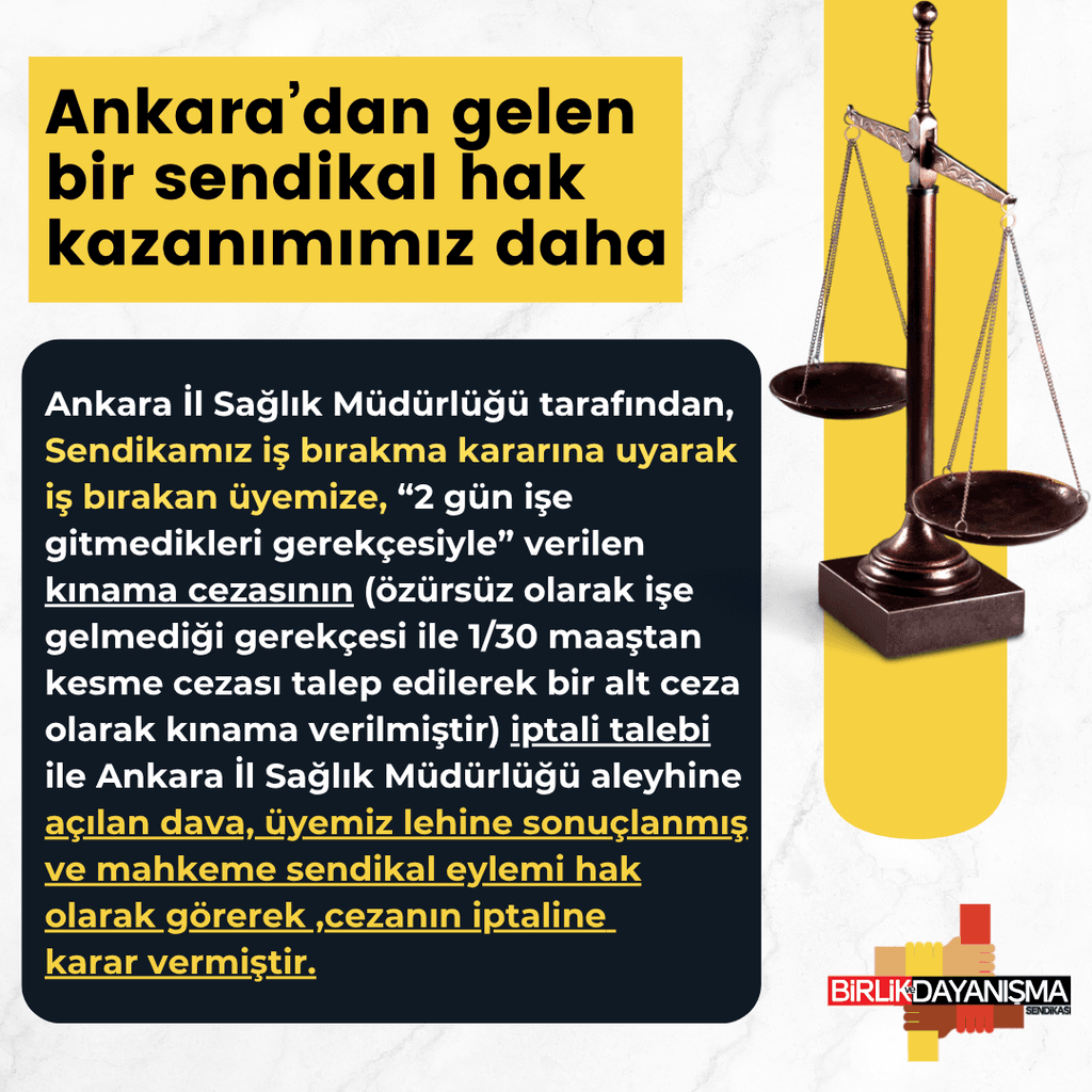 Ankara’dan gelen bir sendikal hak kazanımımız daha