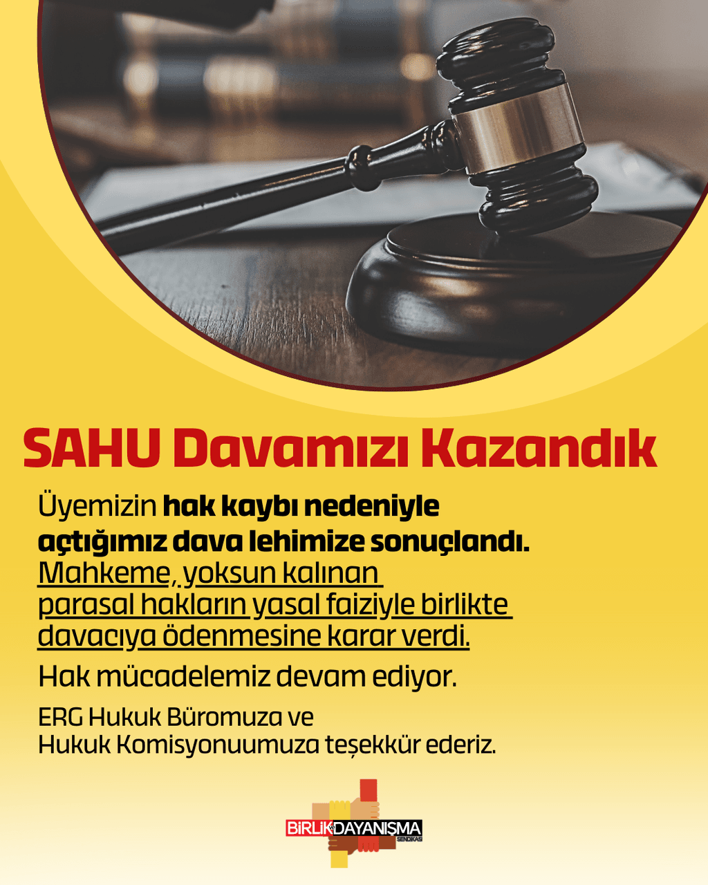 Sahu Davamızı Kazandık